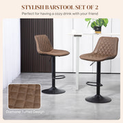Adjustable Swivel Bar Stools Set of 2 with Backrest and Footrest for Kitchen Brown