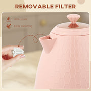 3kW Rapid Boil Electric Kettle With Honeycomb Design Ideal For Fast Brewing, Light Pink