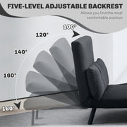 Black 4 in 1 Velvet Feel Double Sofa Bed with Pillows by HOMCOM