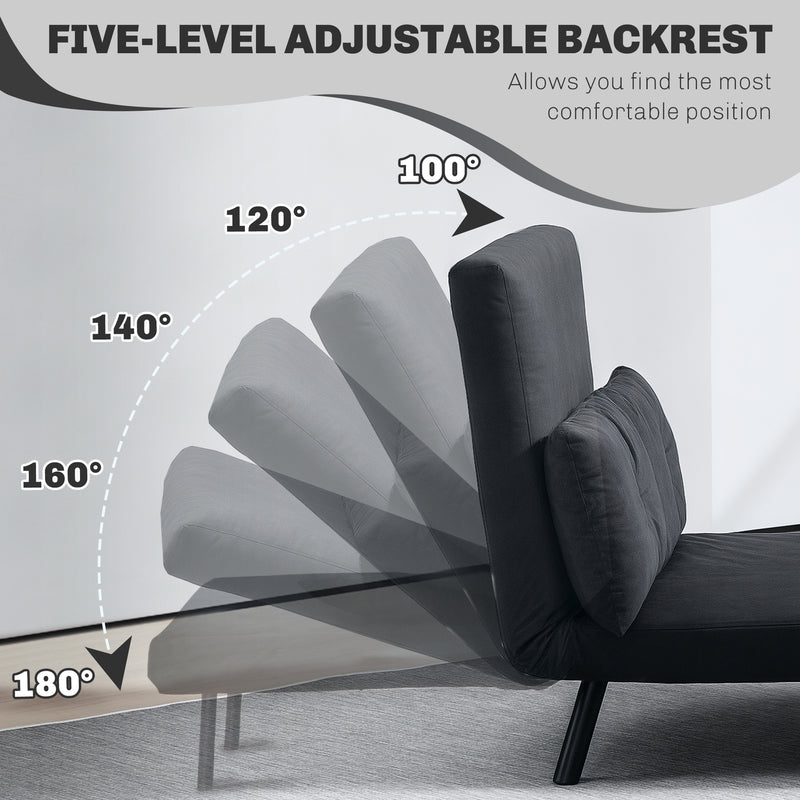 Black 4 in 1 Velvet Feel Double Sofa Bed with Pillows by HOMCOM