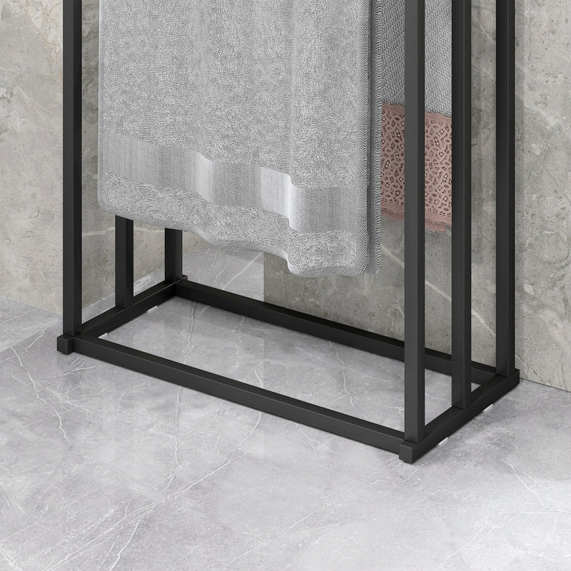 Freestanding Towel Rack for Quick Drying and Storage in Small Bathrooms Black Homcom