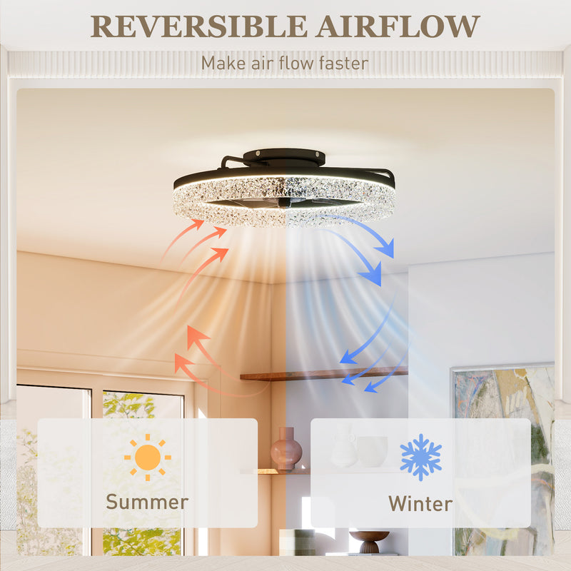 Ceiling Fan with Light and Smart Controls for Year Round Comfort Black AOSOM