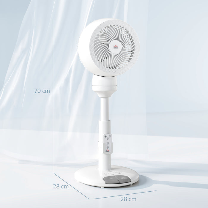 White 9 Inch Air Circulator Fan With 3 Speeds Remote Control and Adjustable Height by HOMCOM