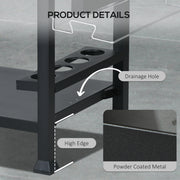 Black BBQ Grill Table with Stainless Steel Top for Outdoor Cooking and Entertaining