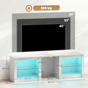TV Unit with LED Lights and Flexible Storage for Organised Living Room Media White AOSOM