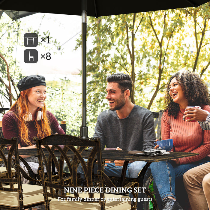 Nine Piece Cast Aluminium Garden Dining Set Bronze Finish by Outsunny