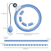 Smart Weighted Hula Hoop Light Blue With 16 Detachable Knots And Digital Calorie Counter AOSOM