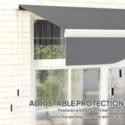 Dark Grey Manual Retractable Awning 2.5 x 2m UV Resistant Sun Shade by Outsunny