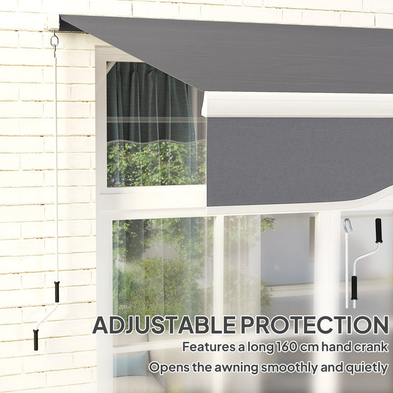 Dark Grey Manual Retractable Awning 2.5 x 2m UV Resistant Sun Shade by Outsunny