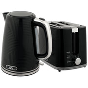 Modern 2 Slice Toaster and Electric Kettle Set for Kitchen Countertop Black