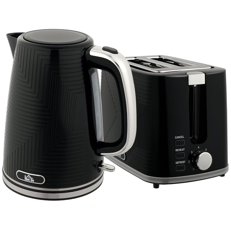 Modern 2 Slice Toaster and Electric Kettle Set for Kitchen Countertop Black