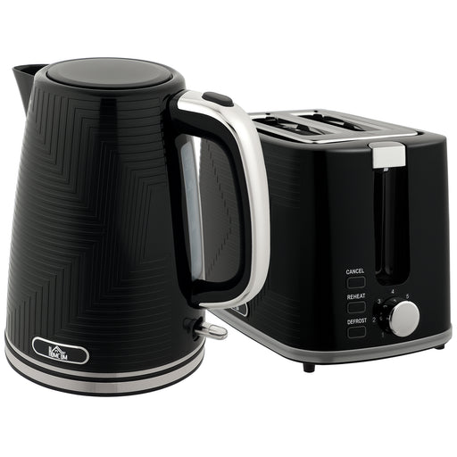 Modern 2 Slice Toaster and Electric Kettle Set for Kitchen Countertop Black