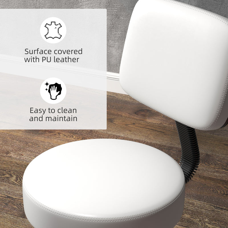 Swivel Salon Chair with Adjustable Height and Cushioned Seat for Hairdressers, White