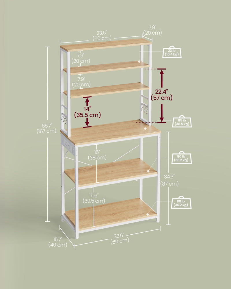Bakers rack dimensions diagram, 90 x 40 x 167.5 cm