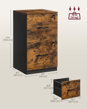 Labelled dimensions diagram showing the file cabinet at 41 x 40 x 70.9 cm with drawer interior size and 50 kg load rating