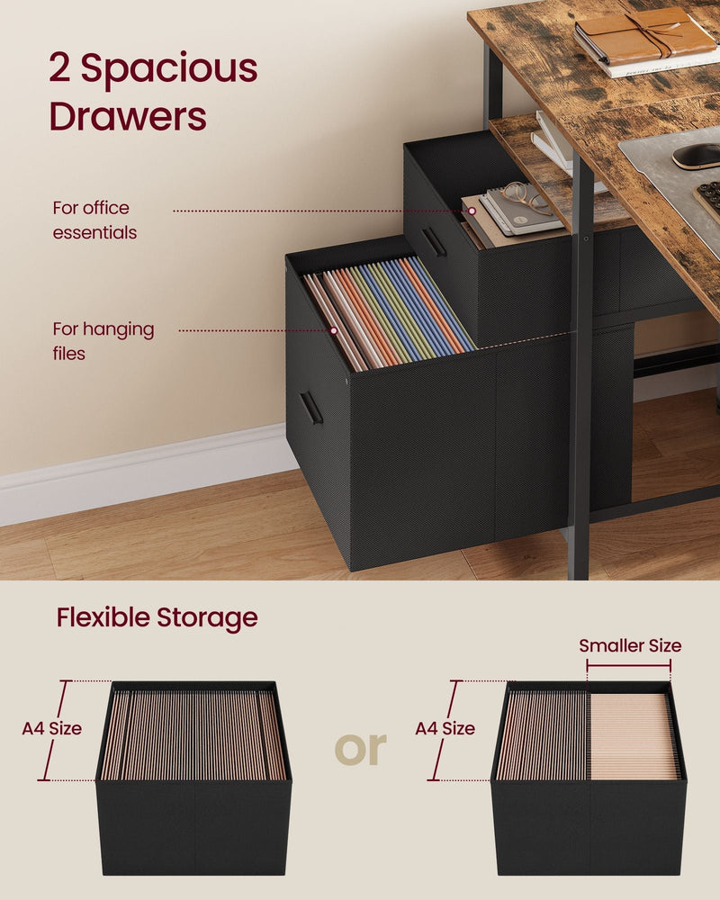 Two fabric desk drawers, one holding A4 hanging files
