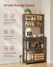 Side view of the baker's rack showing shelf depth and steel frame