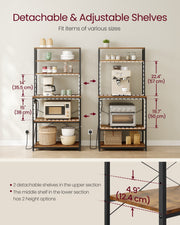 Adjustable feet on the base of the kitchen baker's rack