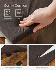 Close-up of the breathable cushion fabric with hook-and-loop fasteners and a zip removable cover