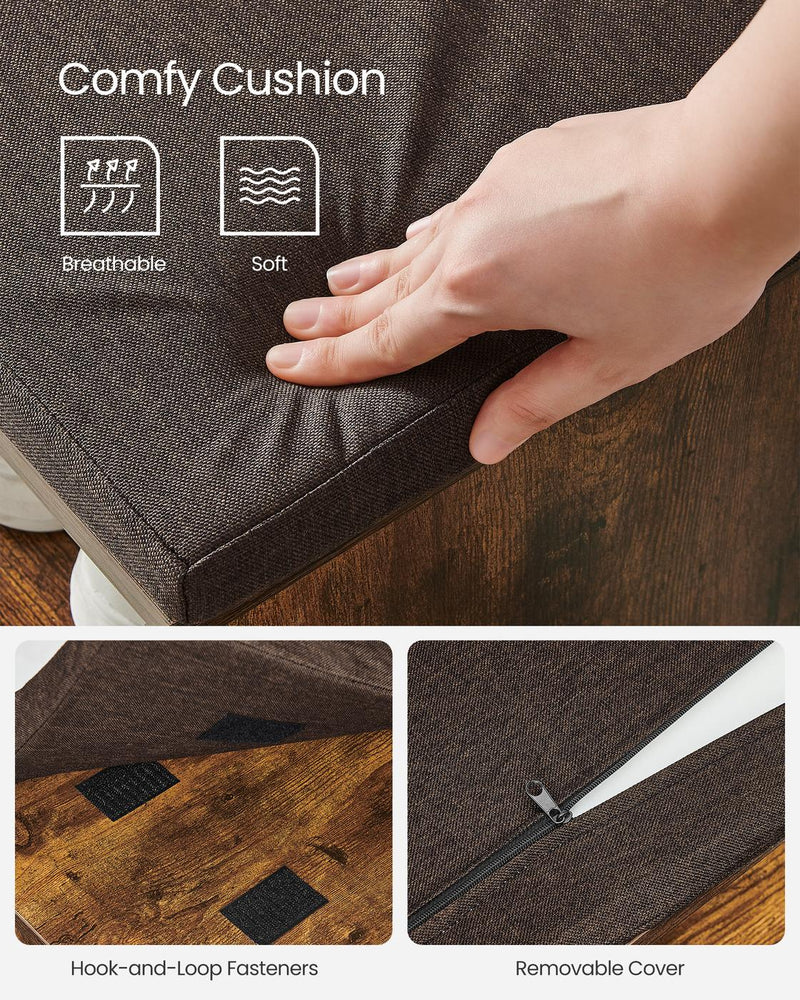 Close-up of the breathable cushion fabric with hook-and-loop fasteners and a zip removable cover