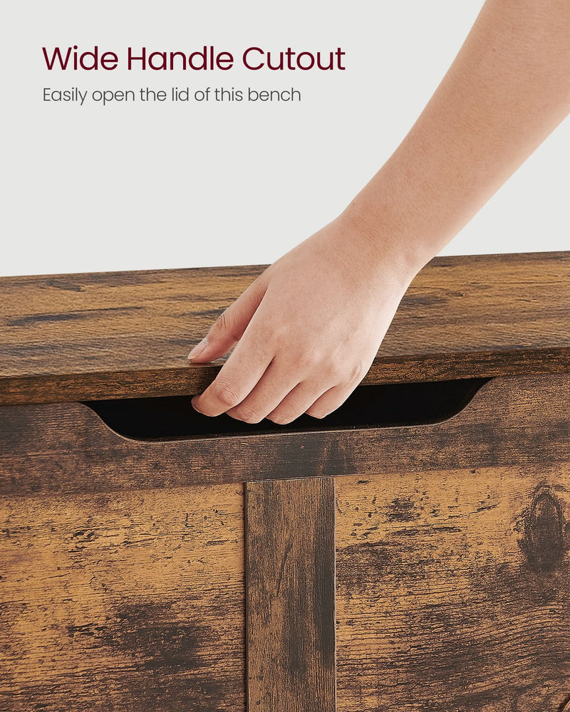 Storage chest shown with lid fully open at a wide angle
