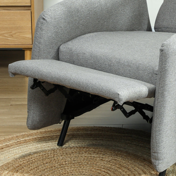 Grey Fabric Push Back Recliner Armchair With High Back and Leg Rest by HOMCOM