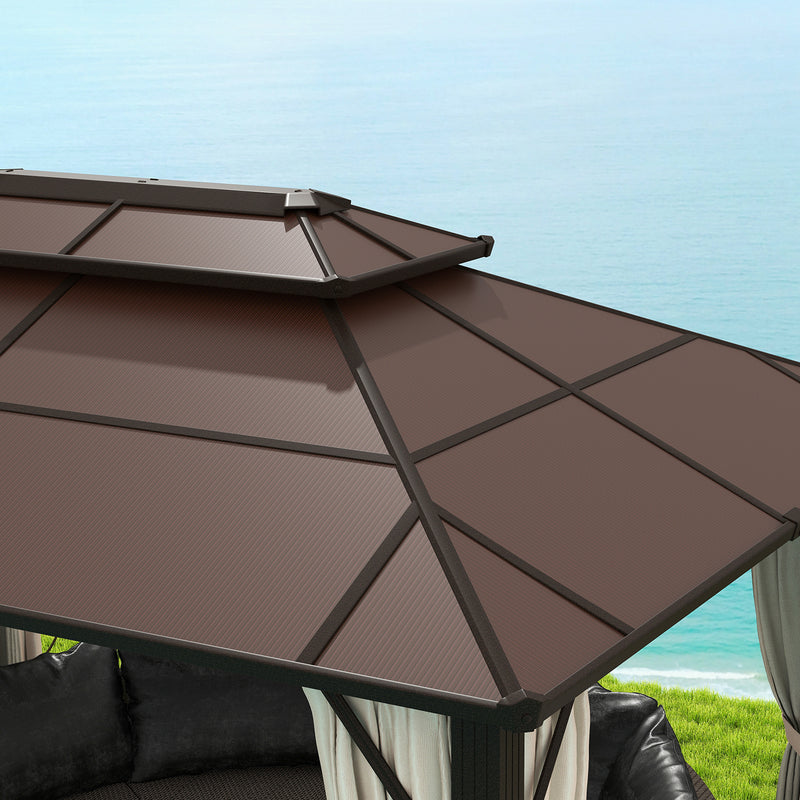 3 x 4m Beige Hardtop Gazebo with UPF30+ Polycarbonate Roof and Mosquito Netting by Outsunny