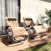 2 Piece Reclining Zero Gravity Sun Loungers with Cushions Khaki by Outsunny