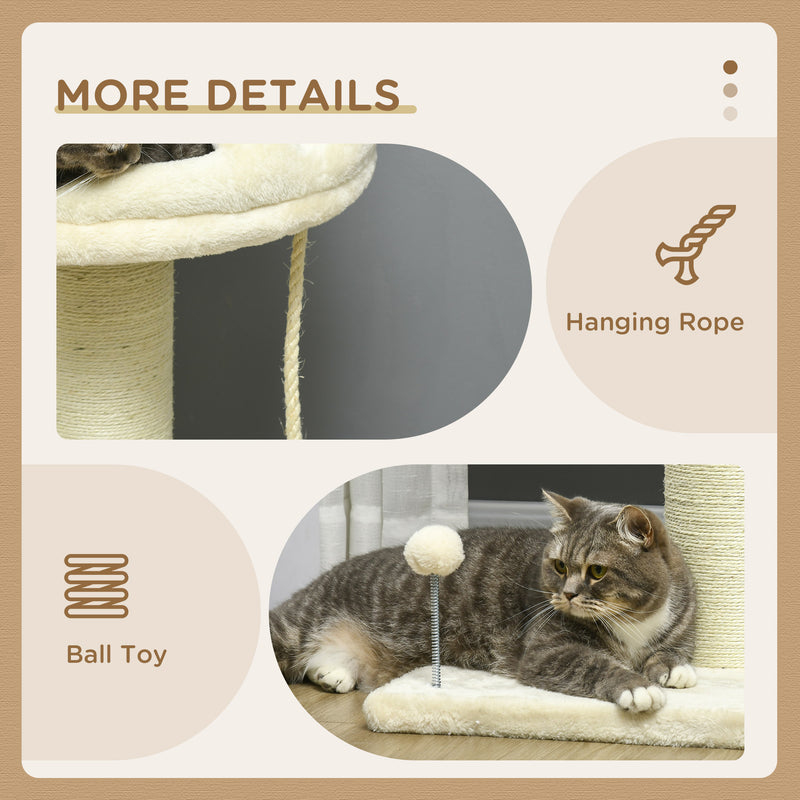 Cat Tree Tower with Sisal Scratching Post and Rest Platforms for Indoor Cats Cream