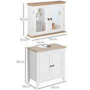 White Bathroom Furniture Set with Mirror Cabinet and Sink Storage by kleankin