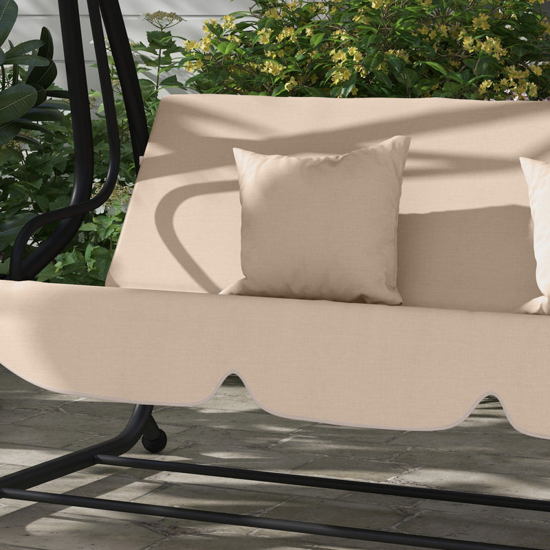 Three Seater Garden Swing Chair with Adjustable Canopy Light Brown by Outsunny
