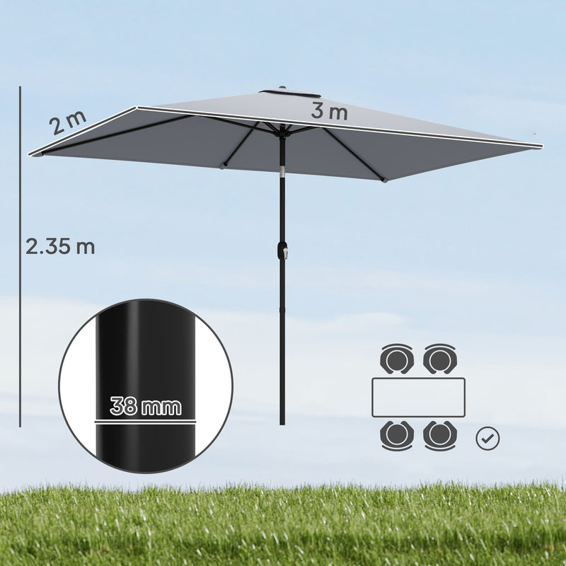 Garden Parasol with Adjustable Tilt for All Day Shade and Comfort Light Grey