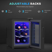 Six Bottle Countertop Wine Fridge 8-18℉ Temperature Control Black by HOMCOM