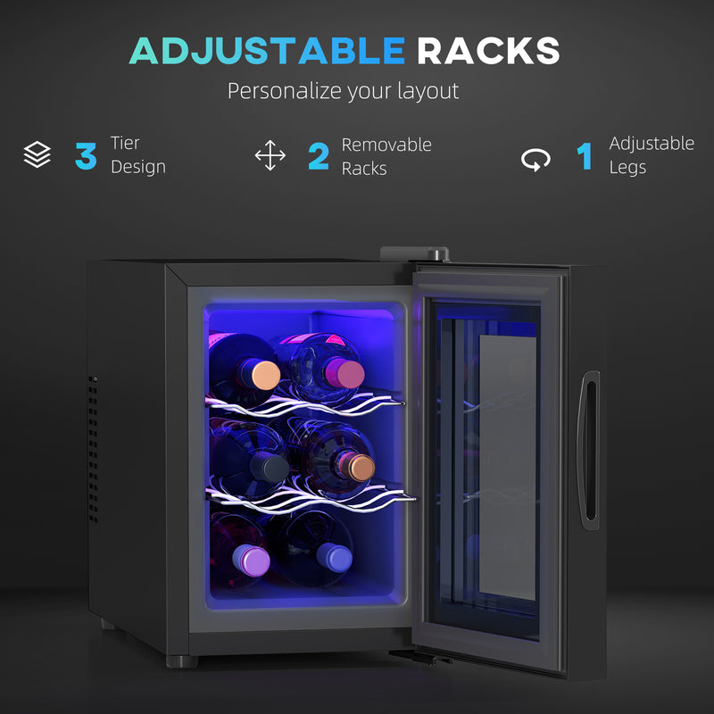 Six Bottle Countertop Wine Fridge 8-18℉ Temperature Control Black by HOMCOM
