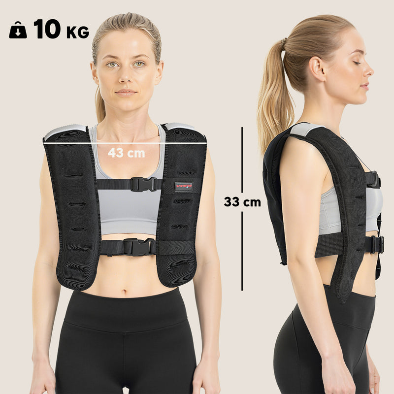 10kg Weighted Vest with Adjustable Straps and Reflective Strips for Running or Training Black AOSOM