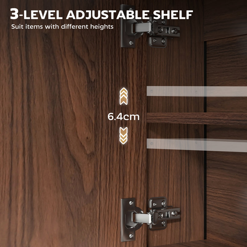 Bathroom Mirror Cabinet With Soft Close Doors And Adjustable Shelf For Storage, Natural Wood