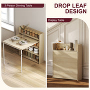 Extendable Dining Table with Storage Shelves for Small Spaces Oak and White AOSOM