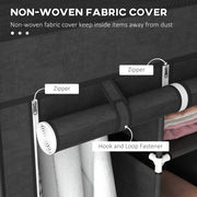 Black Fabric Portable Wardrobe with 8 Shelves and 2 Hanging Rods by HOMCOM