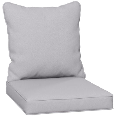 Light Grey Padded Seat and Back Cushion Set for Garden Chairs or Outdoor Benches