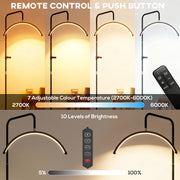 Dimmable Half Moon Floor Lamp With Phone Holder For Beauty Treatments Black AOSOM