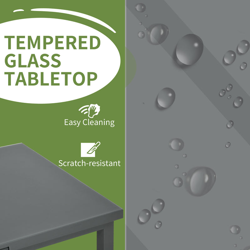 Charcoal Grey 6 to 8 Seater Aluminium Rectangular Garden Table Extending Patio Dining Furniture