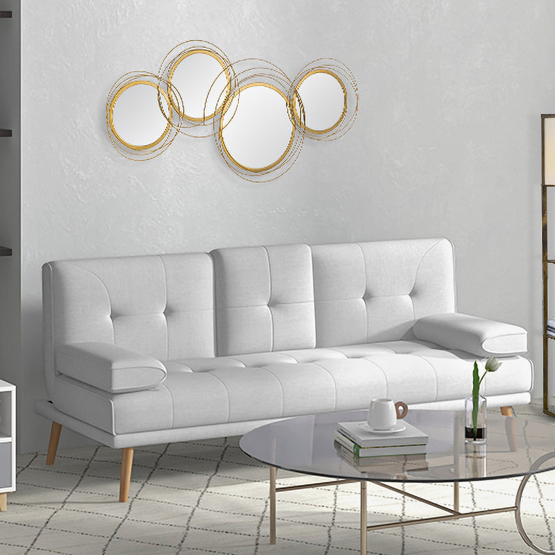 Large Modern Metal Wall Art with Decorative Mirror for Living Room or Bedroom, Gold