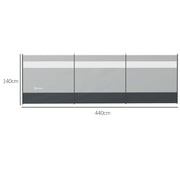 Camping Windbreak with Clear Windows and Steel Poles for Beach or Caravan Grey AOSOM