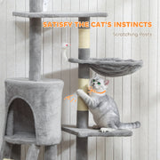 Multi Level Cat Tree With Scratching Posts And Condo For Indoor Kittens Grey AOSOM
