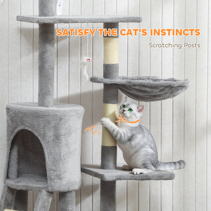 Multi Level Cat Tree With Scratching Posts And Condo For Indoor Kittens Grey AOSOM