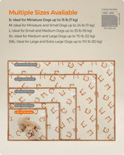 Size guide diagram comparing S, M, L, XL and XXL Feandrea dog blanket dimensions
