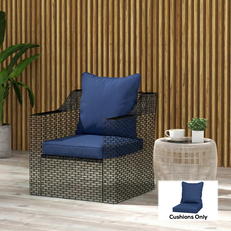 Outdoor Chair Cushion Set with Thick Padding and Washable Covers Dark Blue