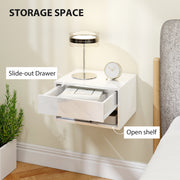 Floating Bedside Tables Set of 2 with Drawer and Shelf for Space Saving Storage High Gloss White AOSOM