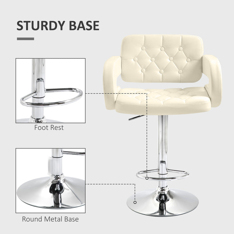 Height Adjustable Swivel Bar Stool with Backrest Armrests and Footrest for Home Beige