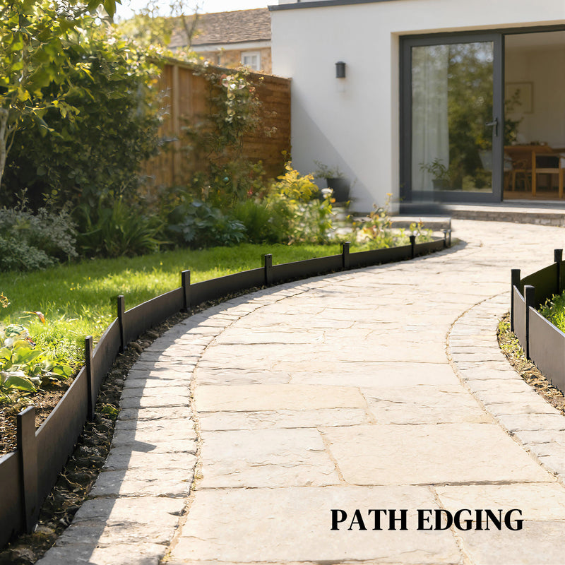 Garden Edging Fence Flexible Metal Panels for Easy No Dig Borders Black AOSOM